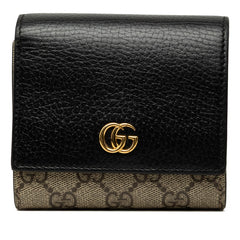 グッチ GGスプリーム ダブルG ミディアム ウォレット 598587 ベージュ ブラック PVC レザー レディース GUCCI 中古