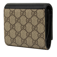 グッチ GGスプリーム ダブルG ミディアム ウォレット 598587 ベージュ ブラック PVC レザー レディース GUCCI 中古