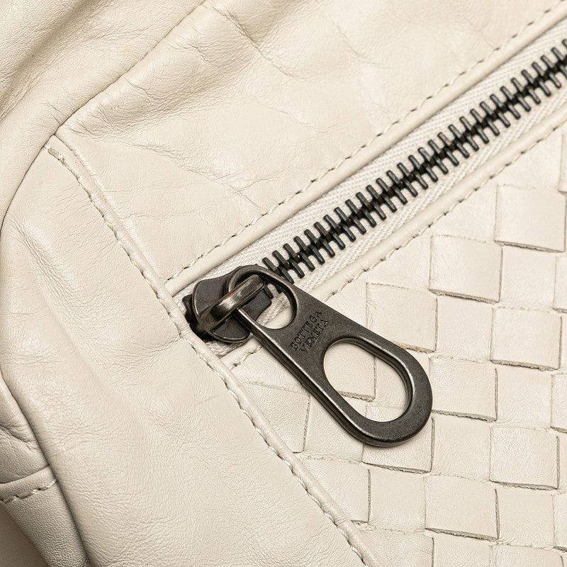 ボッテガヴェネタ イントレチャート ウエストバッグ ホワイト ベージュ レザー レディース BOTTEGAVENETA 【中古】