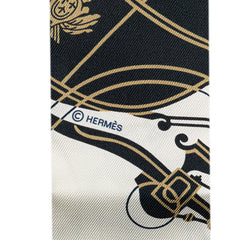 エルメス ツイリー EX-LIBRIS エクスリブリス スカーフ ホワイト ネイビー マルチカラー シルク レディース HERMES 【中古】