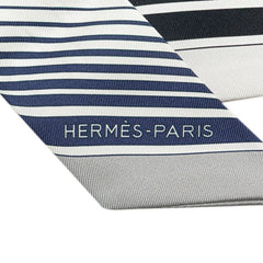 エルメス ツイリー EX-LIBRIS エクスリブリス スカーフ ホワイト ネイビー マルチカラー シルク レディース HERMES 【中古】