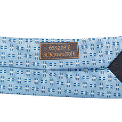 エルメス ネクタイ ライトブルー ホワイト シルク メンズ HERMES 【中古】