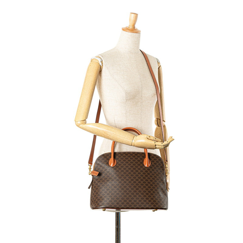 セリーヌ マカダム ハンドバッグ ショルダーバッグ 2WAY ブラウン PVC レザー レディース CELINE 【中古】