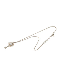 シャネル ココマーク フラワーモチーフ ペンダント ネックレス 10V シルバー ラインストーン メタル レディース CHANEL 中古