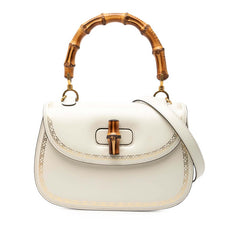 グッチ バンブー ハンドバッグ ショルダーバッグ 2WAY 488800 ホワイト レザー レディース GUCCI 【中古】