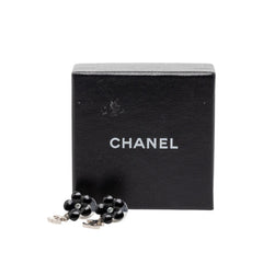 シャネル ココマーク フラワーモチーフ ピアス シルバー ブラック メタル ラインストーン レディース CHANEL 【中古】
