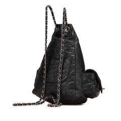 シャネル マトラッセ チェーン リュック バックパック A65834 ブラック ラムスキン レディース CHANEL 【中古】