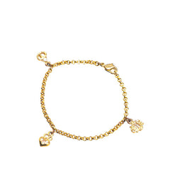 ディオール エンブレムロゴ CDロゴ ハート モチーフ ラインストーン チェーン ブレスレット ゴールド メッキ レディース Dior 【中古】