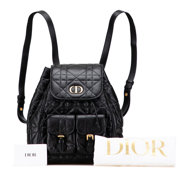 ディオール マクロカナージュ Caro カロ ミディアム リュック バッグパック ブラック レザー レディース Dior 【中古】