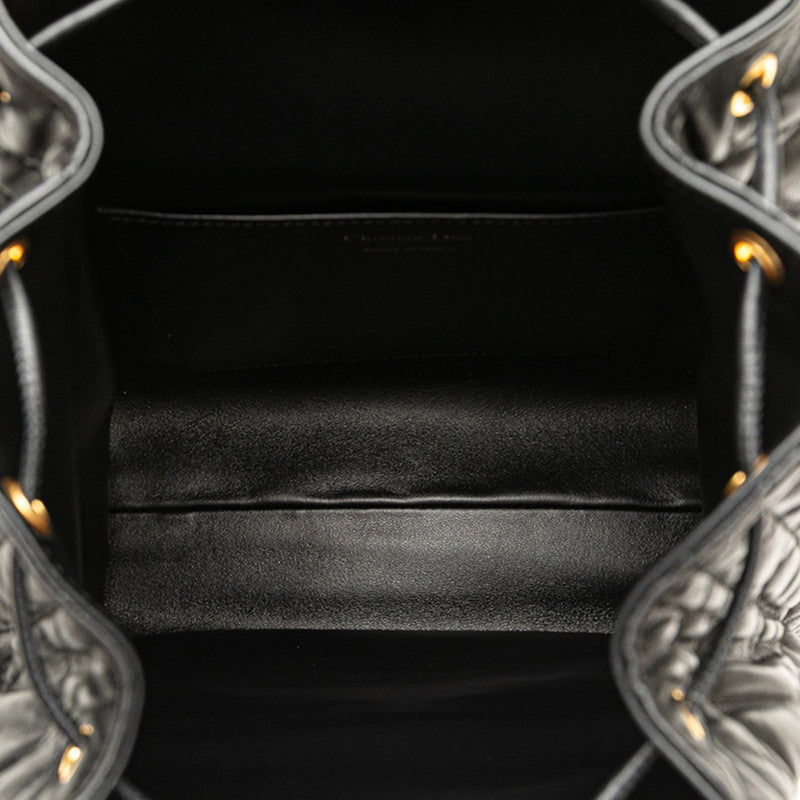 ディオール マクロカナージュ Caro カロ ミディアム リュック バッグパック ブラック レザー レディース Dior 【中古】