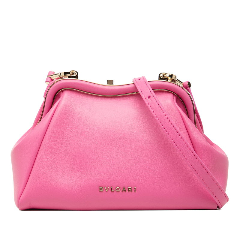 ブルガリ セルペンティーヌ ポーチ 斜め掛け ショルダーバッグ ピンク レザー レディース BVLGARI 【中古】