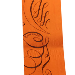 エルメス ツイリー Exercice pour foumer la main 手を差し伸べる スカーフ オレンジ シルク レディース HERMES 【中古】