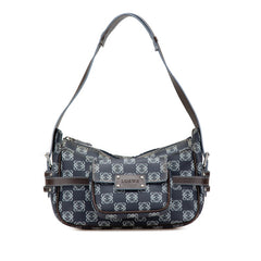 ロエベ アナグラム ワンショルダーバッグ ネイビー ブラウン PVC レザー レディース LOEWE 【中古】