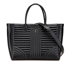 プラダ ダイアグラム ハンドバッグ ショルダーバッグ 2WAY 1BA195 ブラック レザー レディース PRADA 【中古】