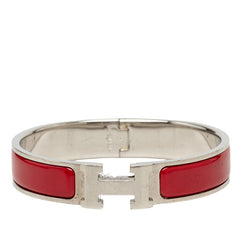 エルメス クリックH PM ブレスレット レッド シルバー メタル エナメル レディース HERMES 中古