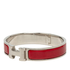 エルメス クリックH PM ブレスレット レッド シルバー メタル エナメル レディース HERMES 中古