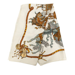 エルメス カレ90 LES FETES DU ROI SOLEIL 太陽王の祝典 スカーフ ホワイト マルチカラー シルク レディース HERMES 【中古】