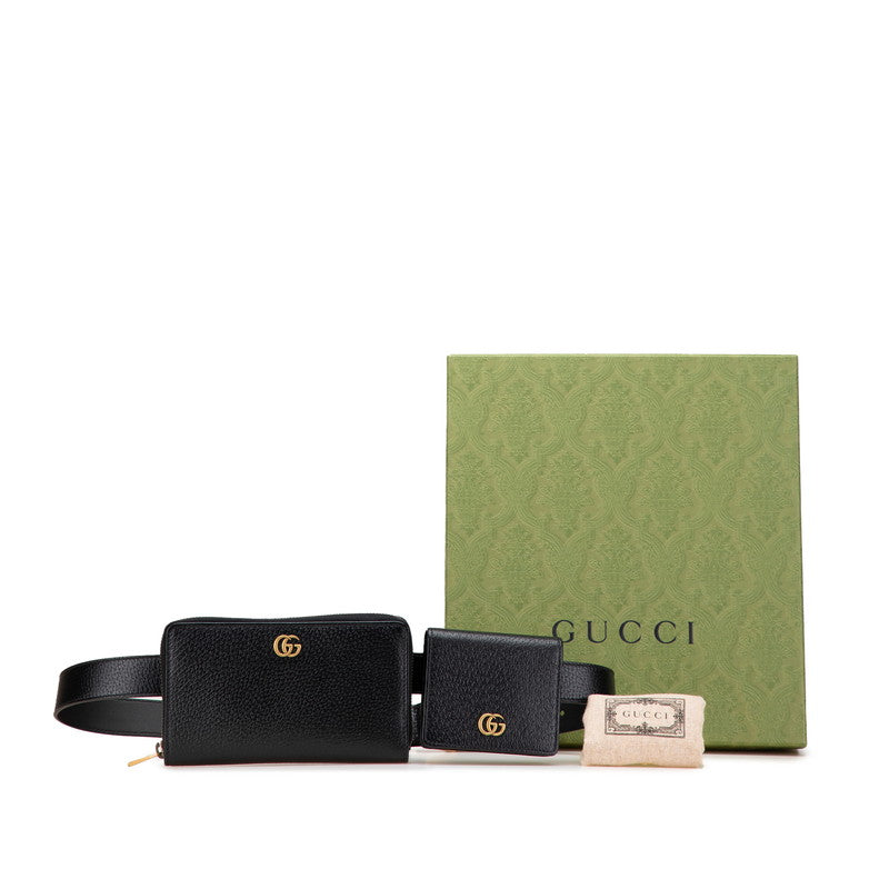 グッチ GGマーモント ベルトバッグ ウエストバッグ 長財布 カードケース 90/36 699304 ブラック レザー メンズ GUCCI 【中古】