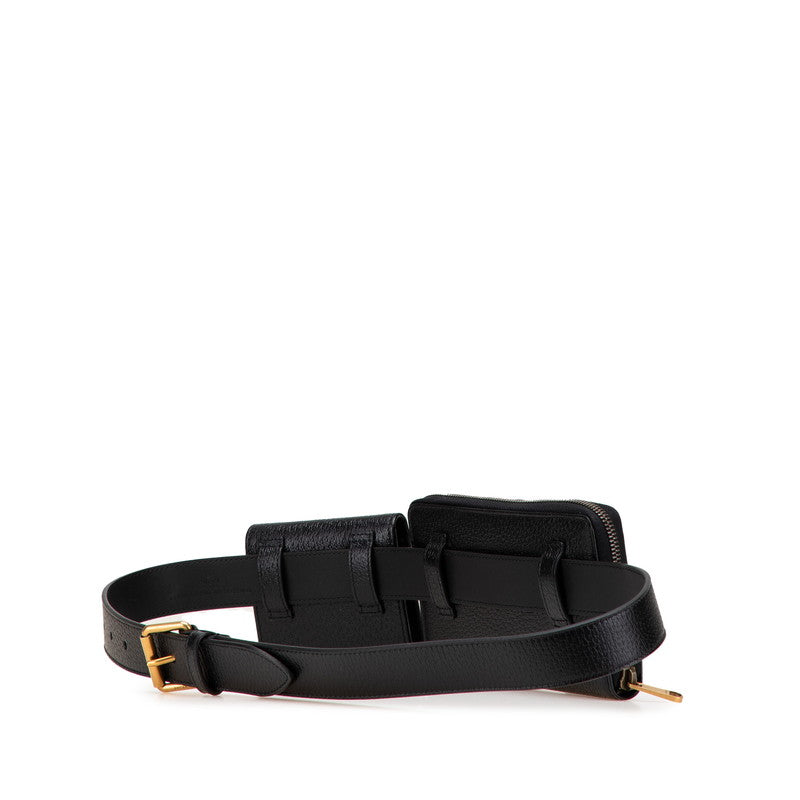 グッチ GGマーモント ベルトバッグ ウエストバッグ 長財布 カードケース 90/36 699304 ブラック レザー メンズ GUCCI 【中古】