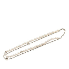ルイ ヴィトン パール フュージョン ネックレス M01781 シルバー ホワイト メタル フェイクパール レディース LOUIS VUITTON 中古