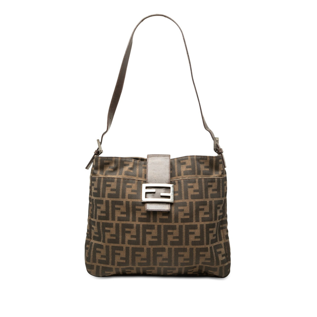 フェンディ ズッカ ワンショルダーバッグ ブラウン キャンバス レザー レディース FENDI 中古