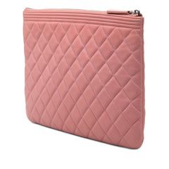 シャネル ココマーク ボーイシャネル クラッチバッグ ピンク ラムスキン レディース CHANEL 【中古】