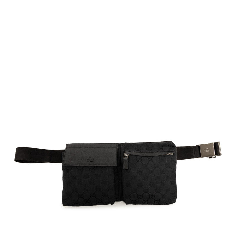 グッチ GGキャンバス ウエストバッグ ボディバック 23566 ブラック キャンバス レザー レディース GUCCI 【中古】