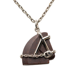 エルメス シュバル ホースモチーフ ペンダント ネックレス シルバー ブラウン メタル ヴェルカニウム レディース HERMES 【中古】