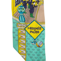 エルメス ツイリー LA MAISON DES CARRES メゾンデカレ スカーフ イエロー ブルー マルチカラー シルク レディース HERMES 【中古】