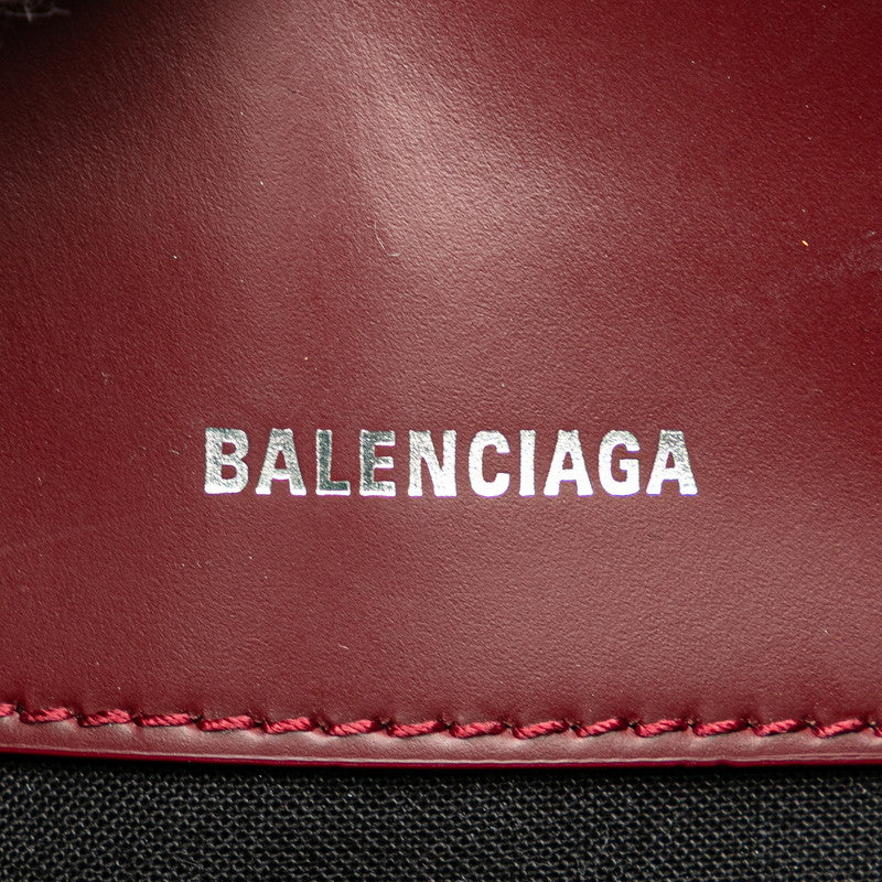 バレンシアガ ロゴ ショルダーバッグ 639497 ワインレッド ホワイト キャンバス レザー レディース BALENCIAGA 【中古】