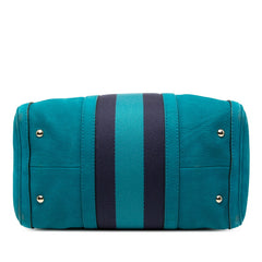 グッチ シェリーライン ボストンバッグ ショルダーバッグ 2WAY 247205 ライトブルー スウェード キャンバス レディース GUCCI 【中古】