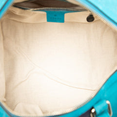 グッチ シェリーライン ボストンバッグ ショルダーバッグ 2WAY 247205 ライトブルー スウェード キャンバス レディース GUCCI 【中古】