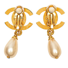 シャネル ヴィンテージ ココマーク ターンロック モチーフ スイング イヤリング ゴールド メッキ フェイクパール レディース CHANEL 【中古】