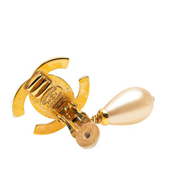 シャネル ヴィンテージ ココマーク ターンロック モチーフ スイング イヤリング ゴールド メッキ フェイクパール レディース CHANEL 【中古】