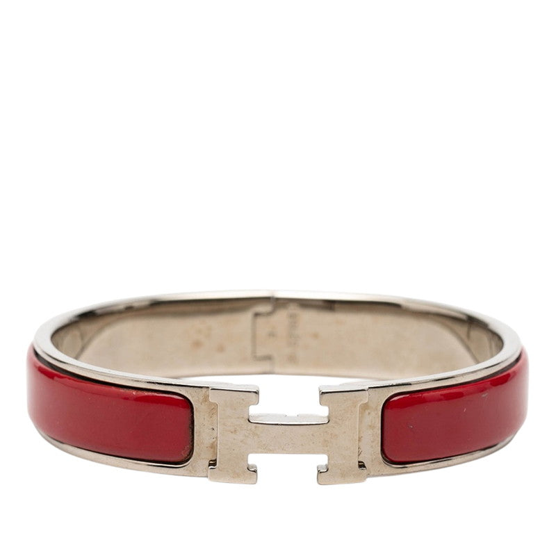 エルメス クリックH PM ブレスレット シルバー レッド メタル レディース HERMES 【中古】