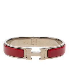 エルメス クリックH PM ブレスレット シルバー レッド メタル レディース HERMES 【中古】
