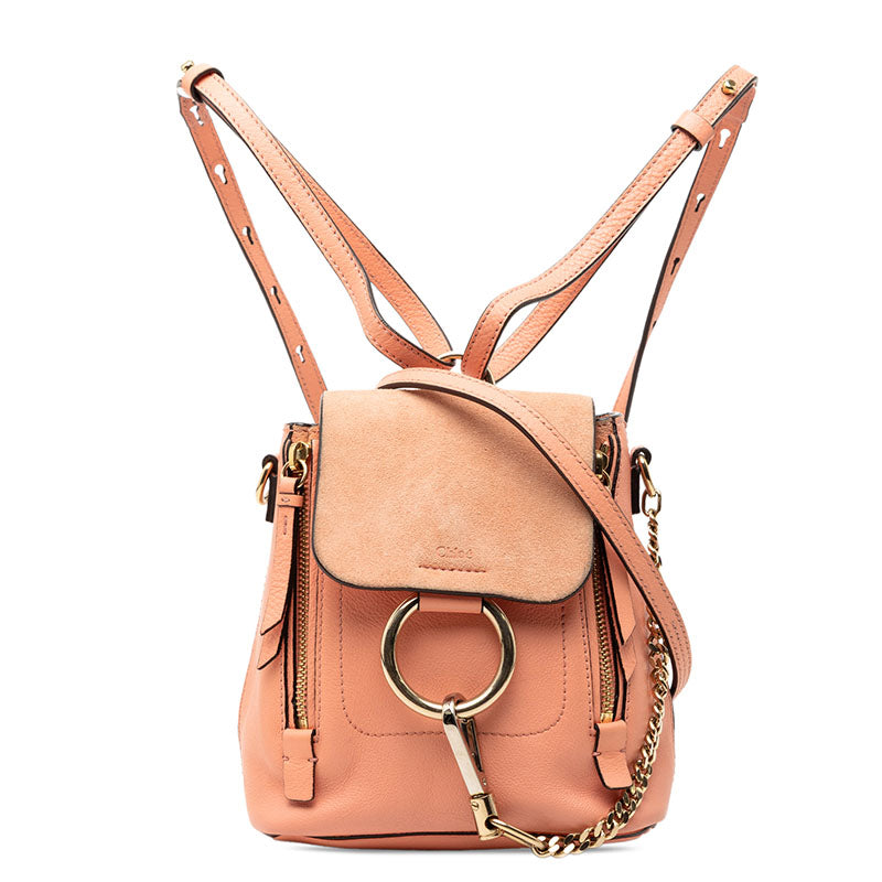 クロエ フェイ リュック バックパック ハンドバッグ 2WAY ピンク系 スウェード レザー レディース Chloe 【中古】