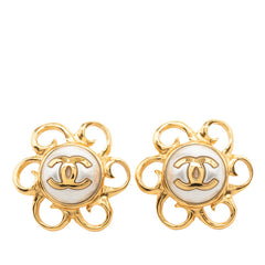 シャネル ココマーク フラワー 花 モチーフ ピアス I23C ゴールド メッキ フェイクパール レディース CHANEL 中古