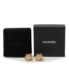 シャネル ココマーク フラワー 花 モチーフ ピアス I23C ゴールド メッキ フェイクパール レディース CHANEL 中古