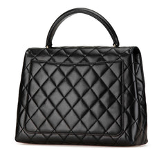 シャネル マトラッセ ココマーク トップハンドル フラップバッグ ブラック ラムスキン レディース CHANEL 【中古】