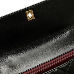 シャネル マトラッセ ココマーク トップハンドル フラップバッグ ブラック ラムスキン レディース CHANEL 【中古】