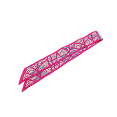 エルメス ツイリー Rive Droite Rive Gauche 右岸と左岸 街 スカーフ ピンク マルチカラー シルク レディース HERMES 【中古】