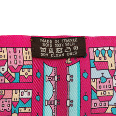 エルメス ツイリー Rive Droite Rive Gauche 右岸と左岸 街 スカーフ ピンク マルチカラー シルク レディース HERMES 【中古】