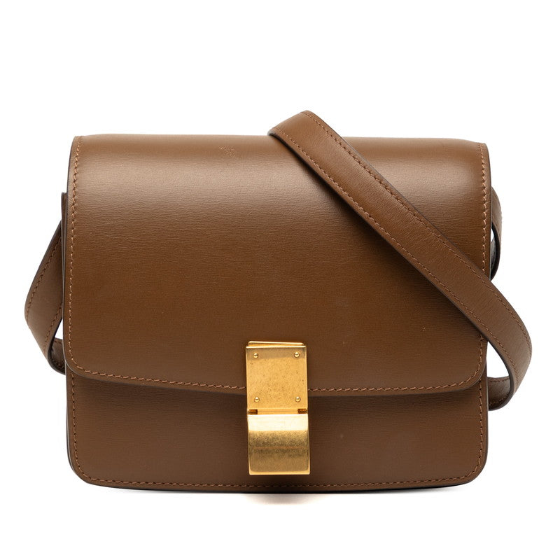 セリーヌ クラシックボックス スモール ショルダーバッグ ブラウン レザー レディース CELINE 【中古】