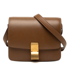 セリーヌ クラシックボックス スモール ショルダーバッグ ブラウン レザー レディース CELINE 【中古】