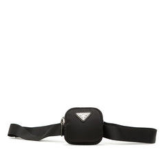 プラダ 三角ロゴプレート ボディバッグ ウエストバッグ ウエストポーチ 1CN076 ブラック ナイロン レディース PRADA 【中古】