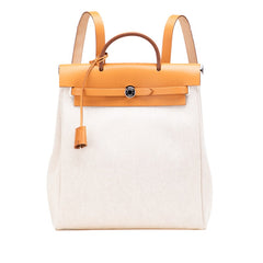 エルメス エールバッグ アドPM リュック バックパック ベージュ トワルアッシュ レザー レディース HERMES 【中古】