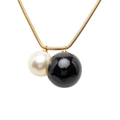 シャネル ココマーク ボール チェーン ネックレス ゴールド ブラック メッキ フェイクパール プラスチック レディース CHANEL 【中古】