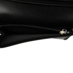 シャネル Vステッチ ココマーク 二つ折り 長財布 ブラック ラムスキン レディース CHANEL 中古
