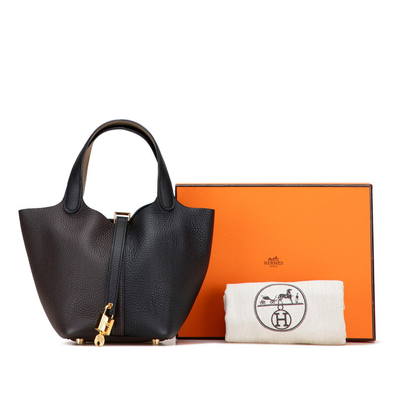 エルメス ピコタンロックPM カザック ハンドバッグ ブラック ブラウン トリヨンクレマンス レディース HERMES 【中古】